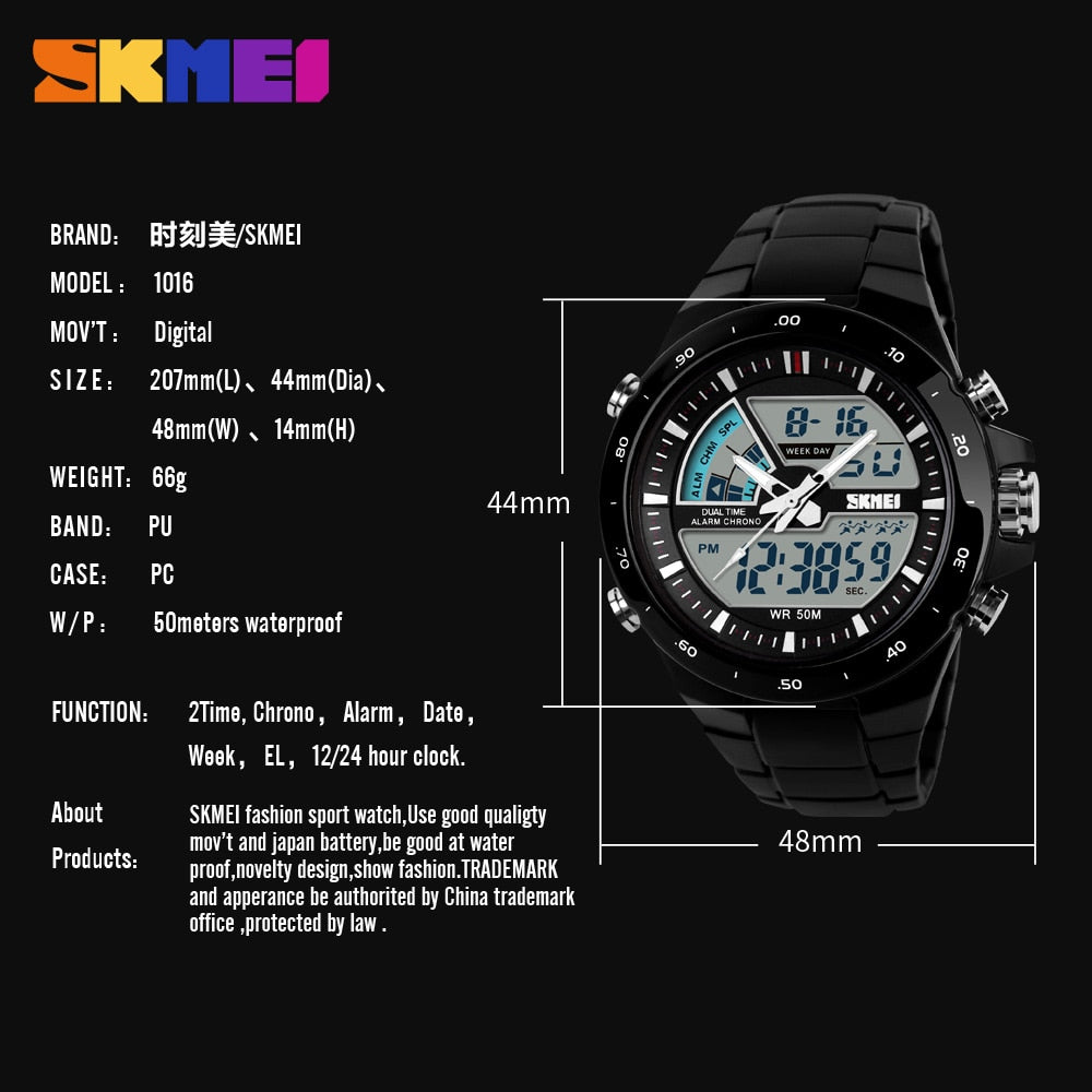 Men Sport Watch Dual Display Top Luxury Brand Men Waterproof