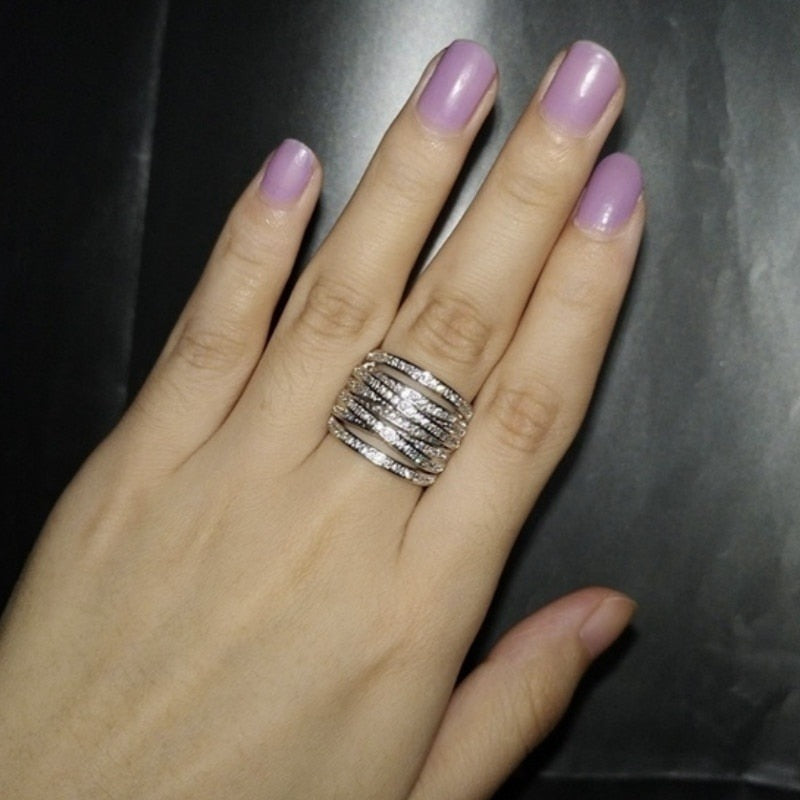 Luxury fashion female engagement bride love ring US Size 6-12