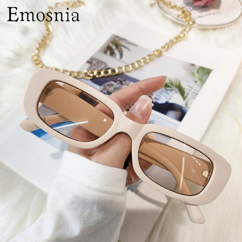 Emosnia Women Man Fashion Small Rectangle Candy Shades Sunglasses
