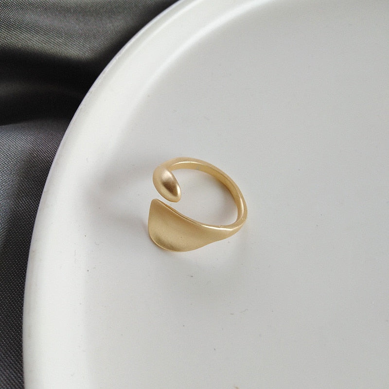 Simple Open Gold Color Adjustable Ring