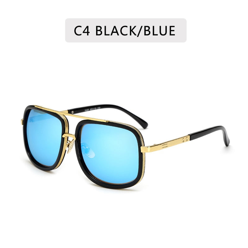 Big Frame Square Metal Sun Glasses