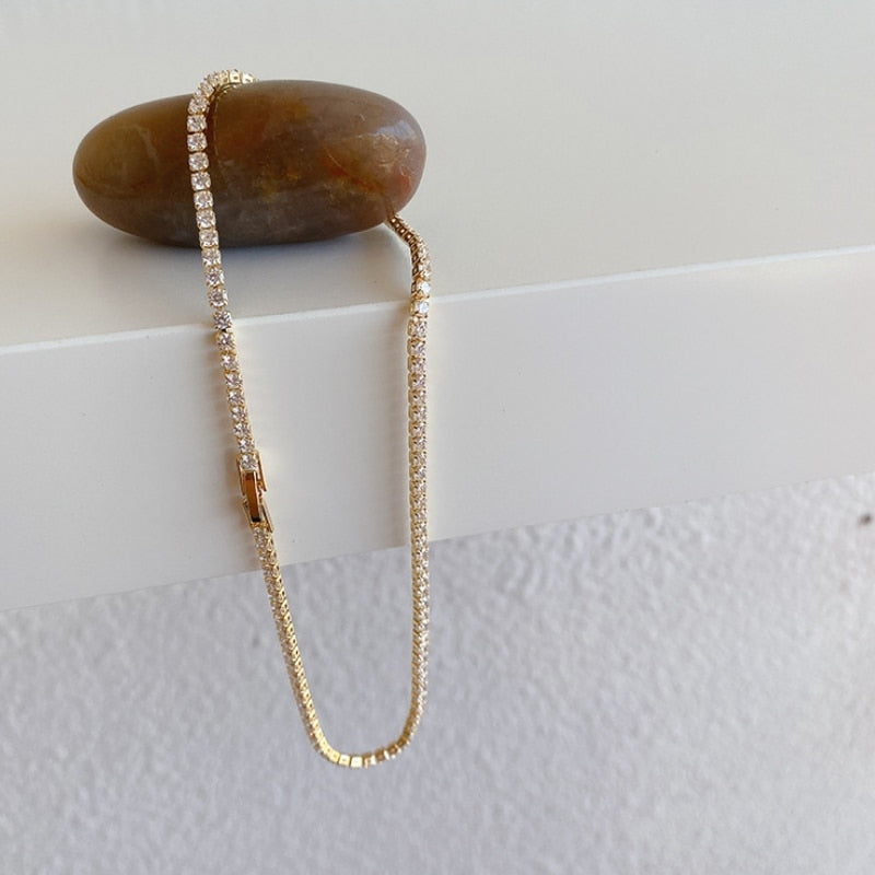 Trendy Sweet Romantic Crystal 14k Gold Chains Choker Necklace