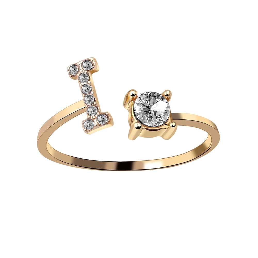 Fashion 26 Initial Letter Silver Color Ring