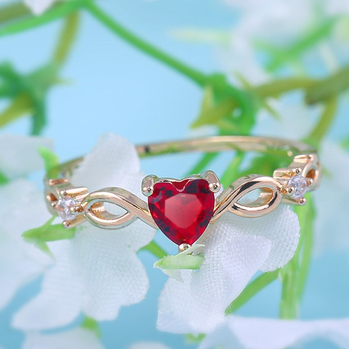 Huitan Simple Heart Ring For Women Female Cute Finger Ring