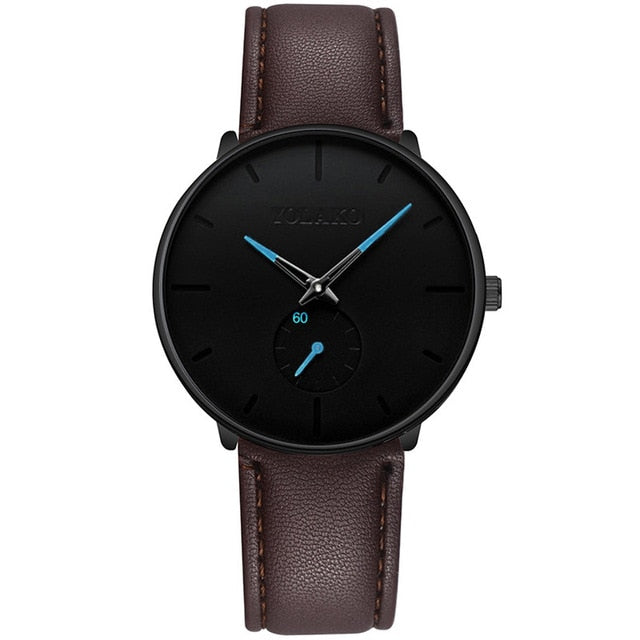 Ultra Thin Minimalist Quartz Stainless Stee Casual Leather Watch