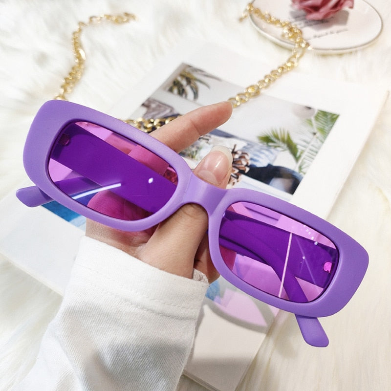 Emosnia Women Man Fashion Small Rectangle Candy Shades Sunglasses