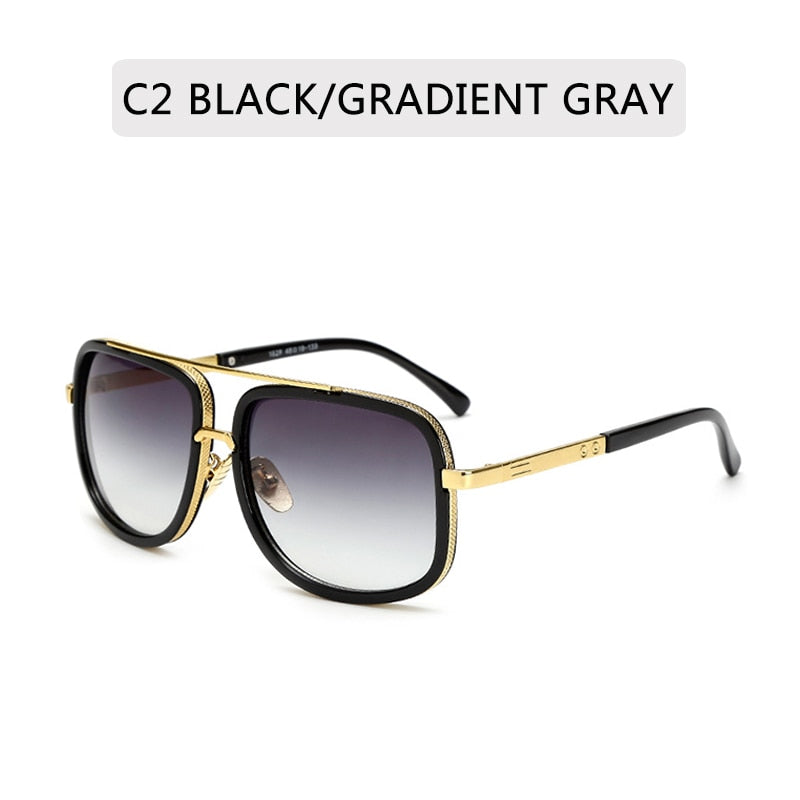 Big Frame Square Metal Sun Glasses