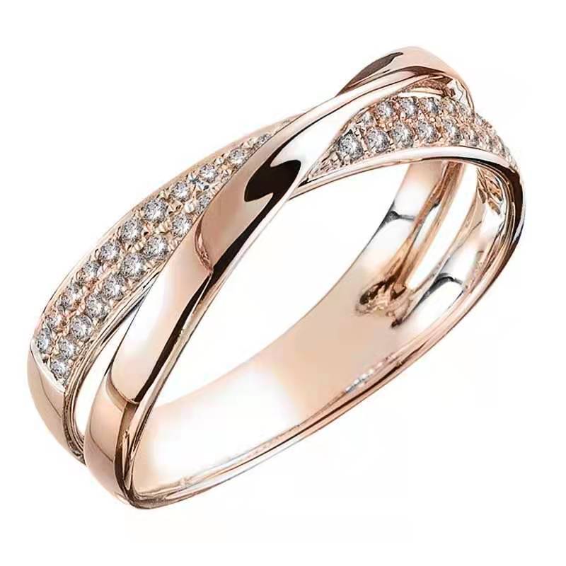 Fashion Two Tone X Shape Cross Dazzling CZ Ring