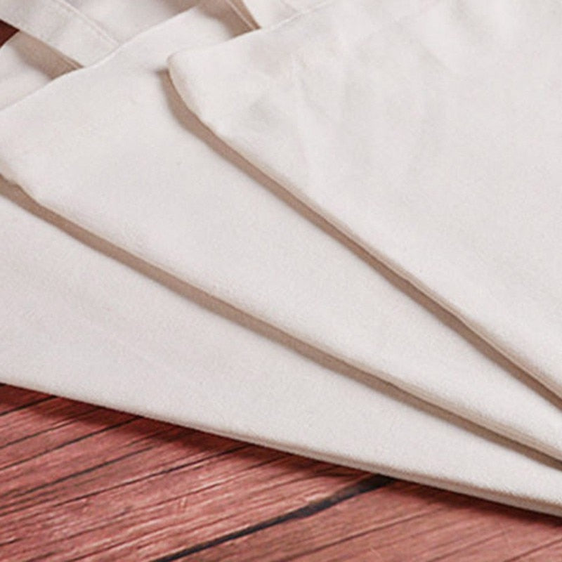Creamy White Plain High Capacity Cotton Canvas Bag