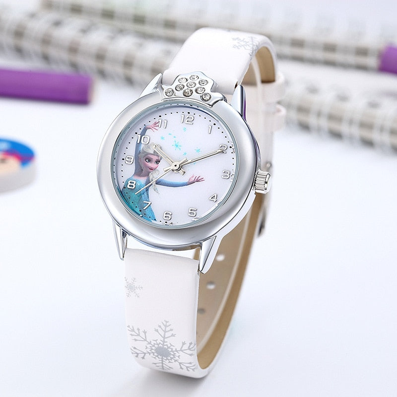 Elsa Watch Girls Elsa Princess Kids Watches Leather Strap Cute Children