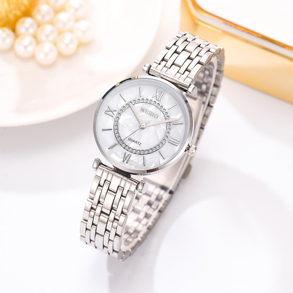 Luxury Crystal Diamond Steel Women Bracelet Watch