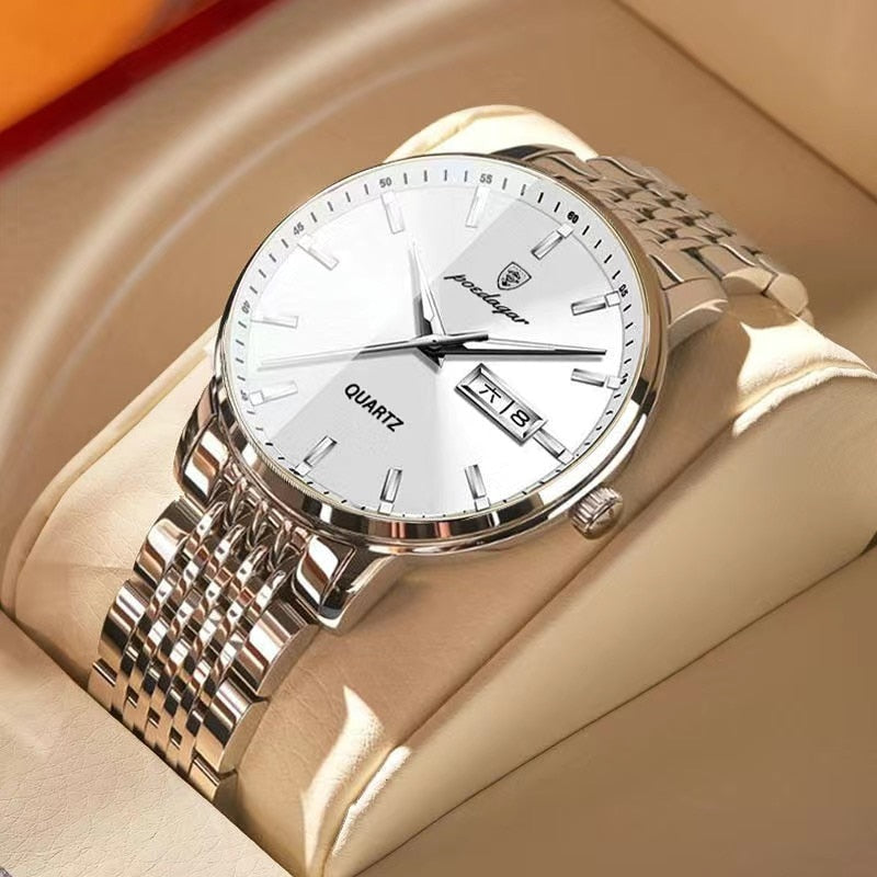 Luxury Push Button Hidden Clasp Waterproof Luminous Wrist Watches