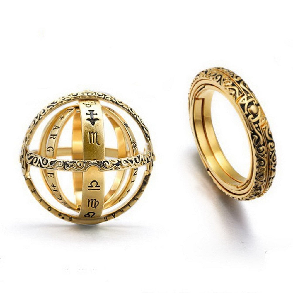 Vintage Astronomical Ball Creative Complex Rotating Cosmic Ring