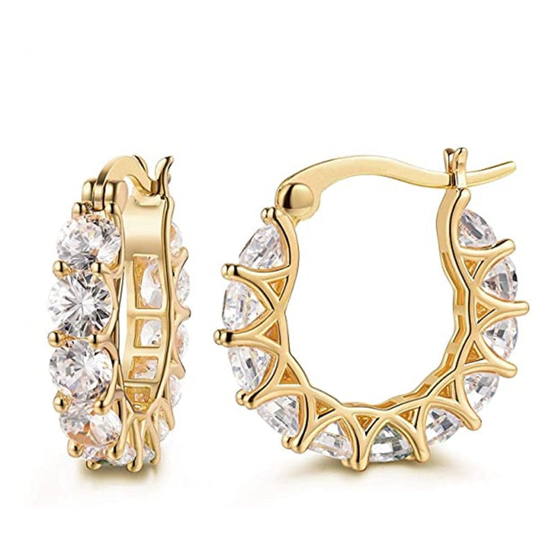 Huitan High Quality Cubic Zirconia Hoop Earrings