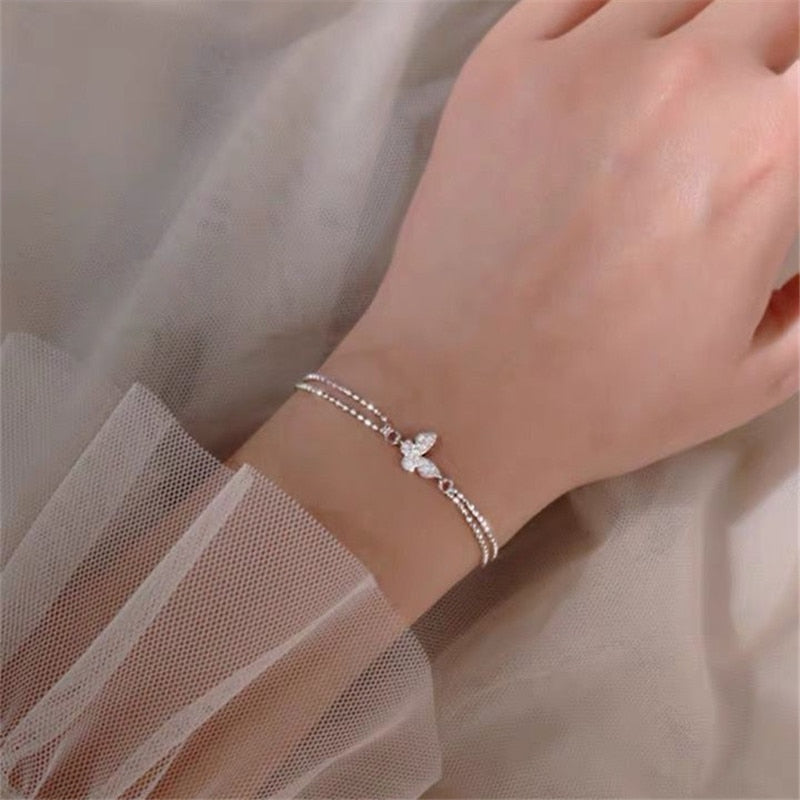 Trendy Elegant Shiny Zirconia Adjustable Chain Bracelet