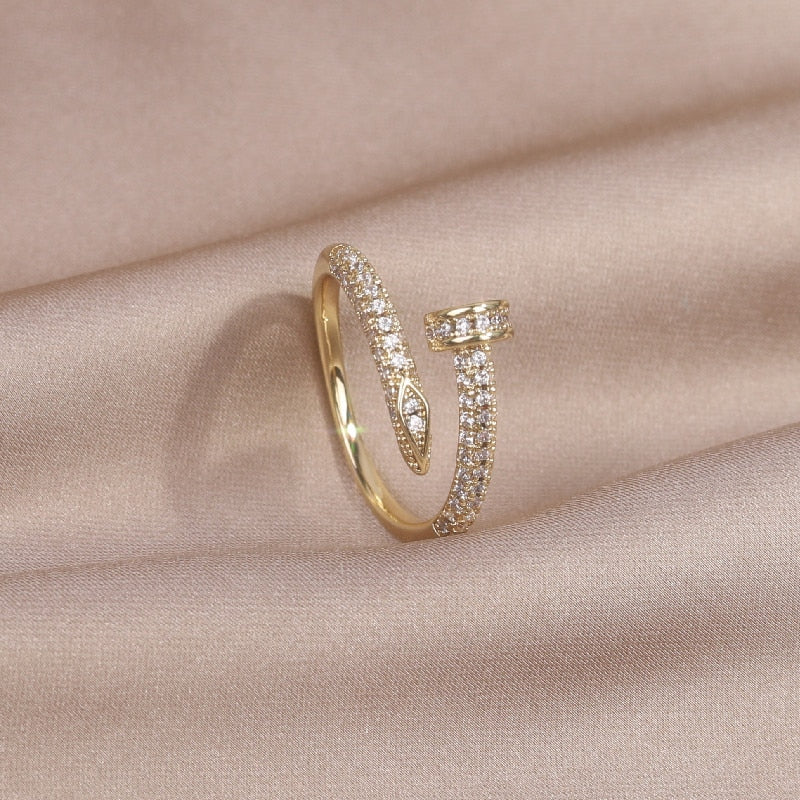 Real Gold Plating AAA Zircon Geometric Ring