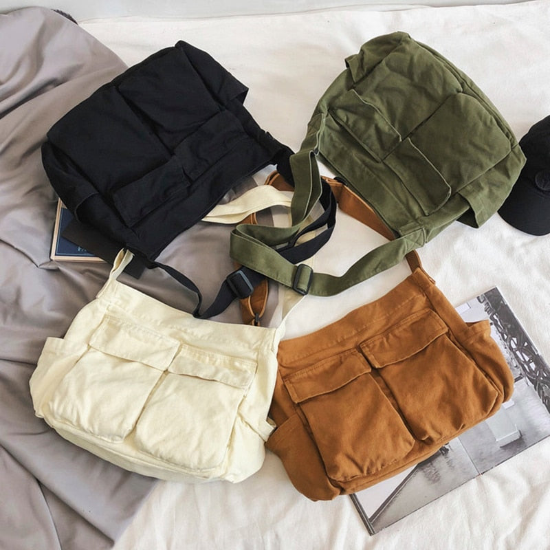 Solid Large Capacity Casual Canvas Bag