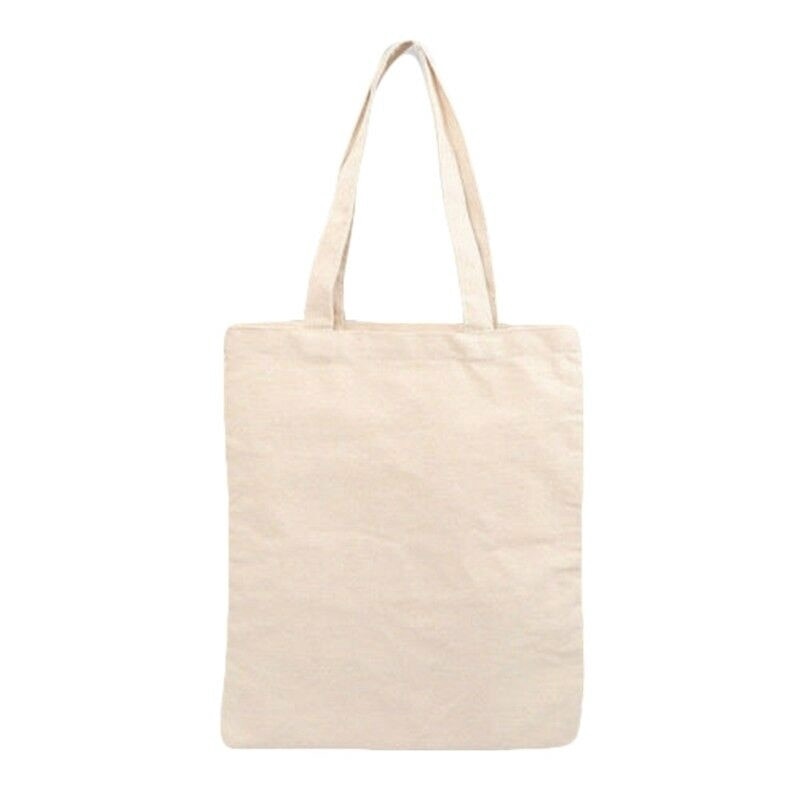 Creamy White Plain High Capacity Cotton Canvas Bag