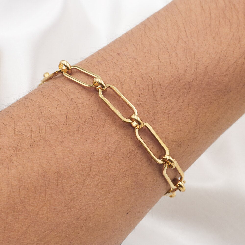 1PC 4mm Stainless Steel Link Cable Chain Oval Bracelet