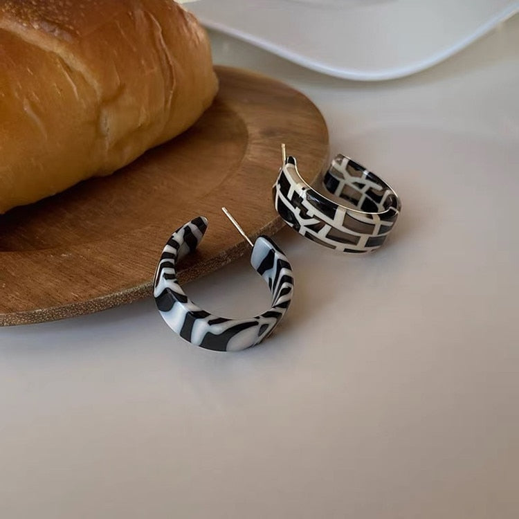 Zebra Pattern Acrylic Earrings