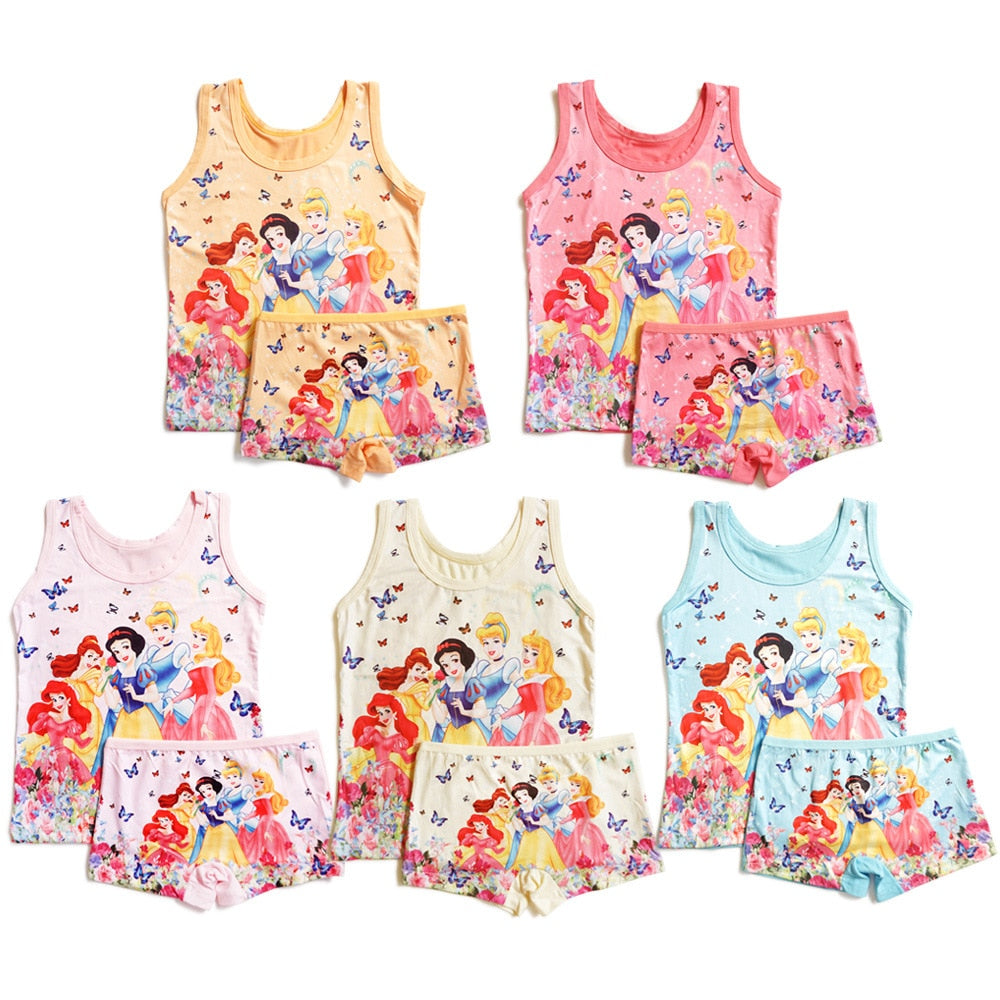 Summer Children's Vest Suit Cartoon Frozen Minnie Kids Short Sleeved