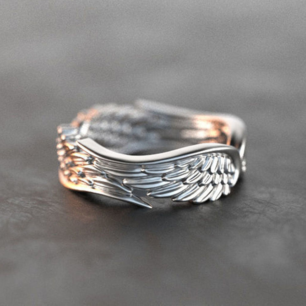 Huitan Simple Stylish Metal Silver Plated Wings Ring