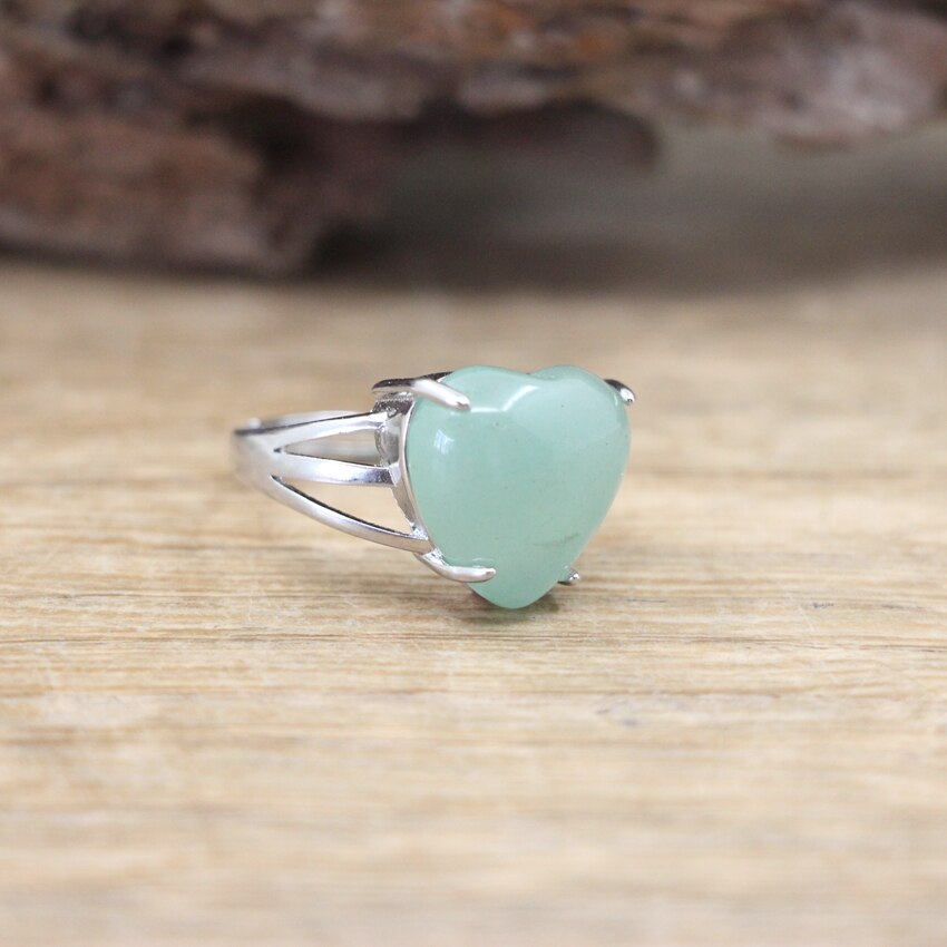 Heart Gems Stone Quartz Adjustable Ring