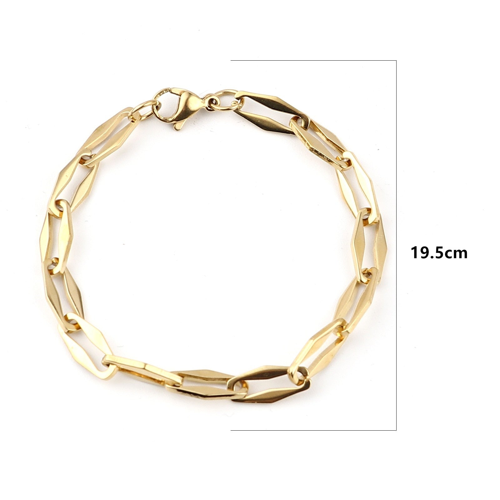 1PC 4mm Stainless Steel Link Cable Chain Oval Bracelet