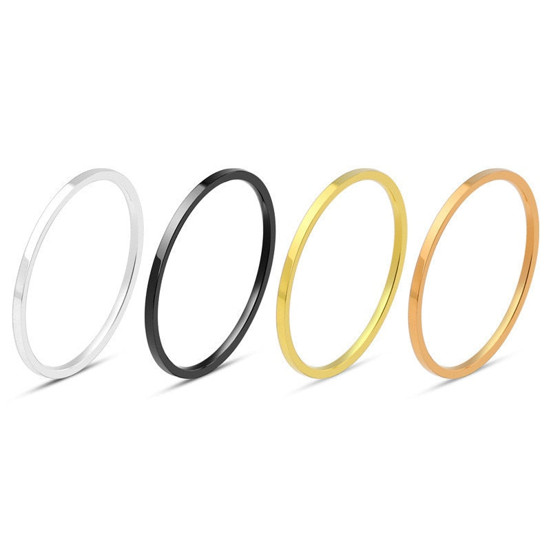 Simple 1MM Thin Stainless Steel Couple Ring