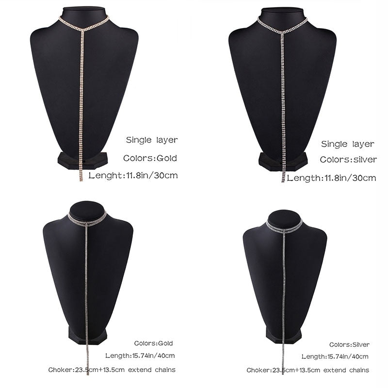 Stonefans Full Rhinestone Chain Double Layer Necklace