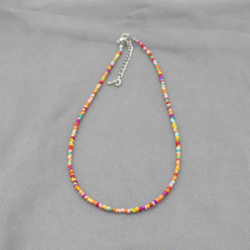 Simple Colorful Seed Beads Strand Choker Necklace