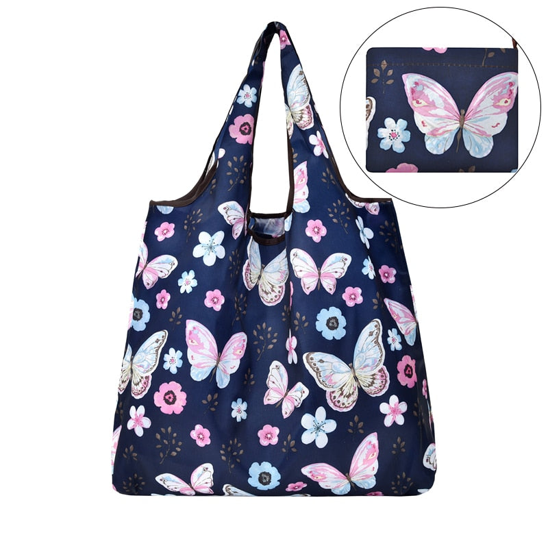 Reusable Foldable Tote 30lbs Cute Grocery Bag