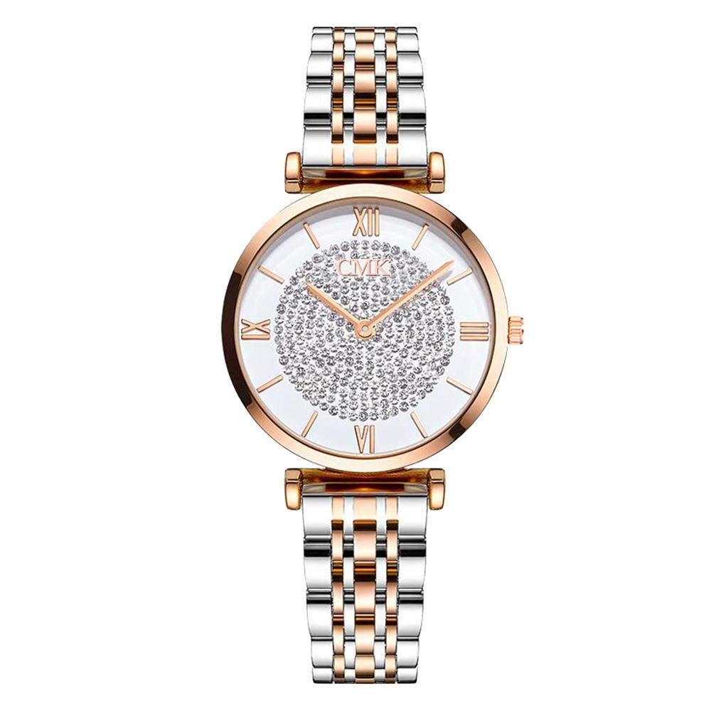 Luxury Crystal Diamond Steel Women Bracelet Watch