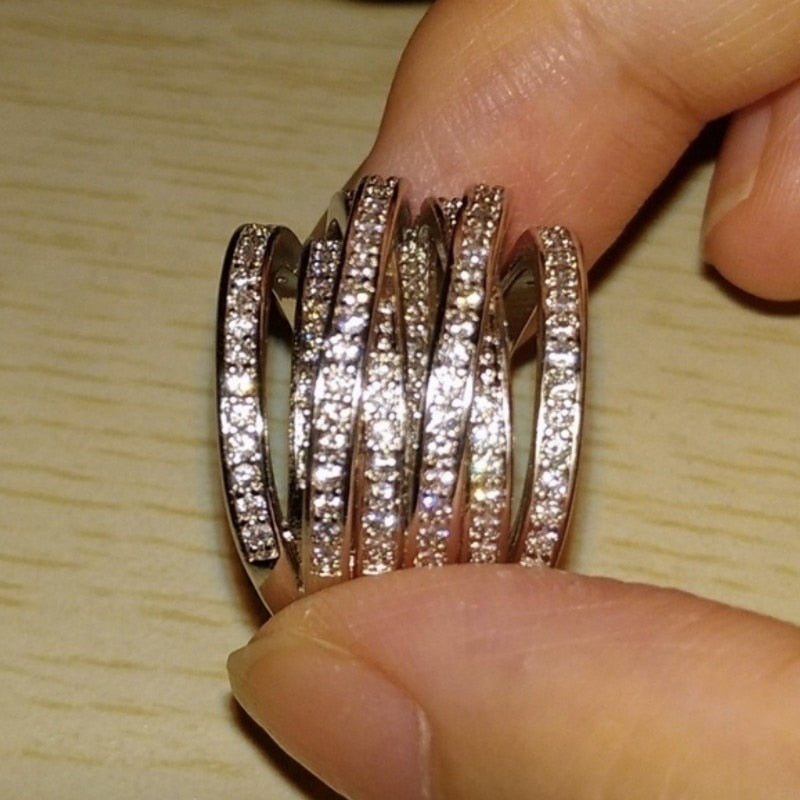 Luxury fashion female engagement bride love ring US Size 6-12