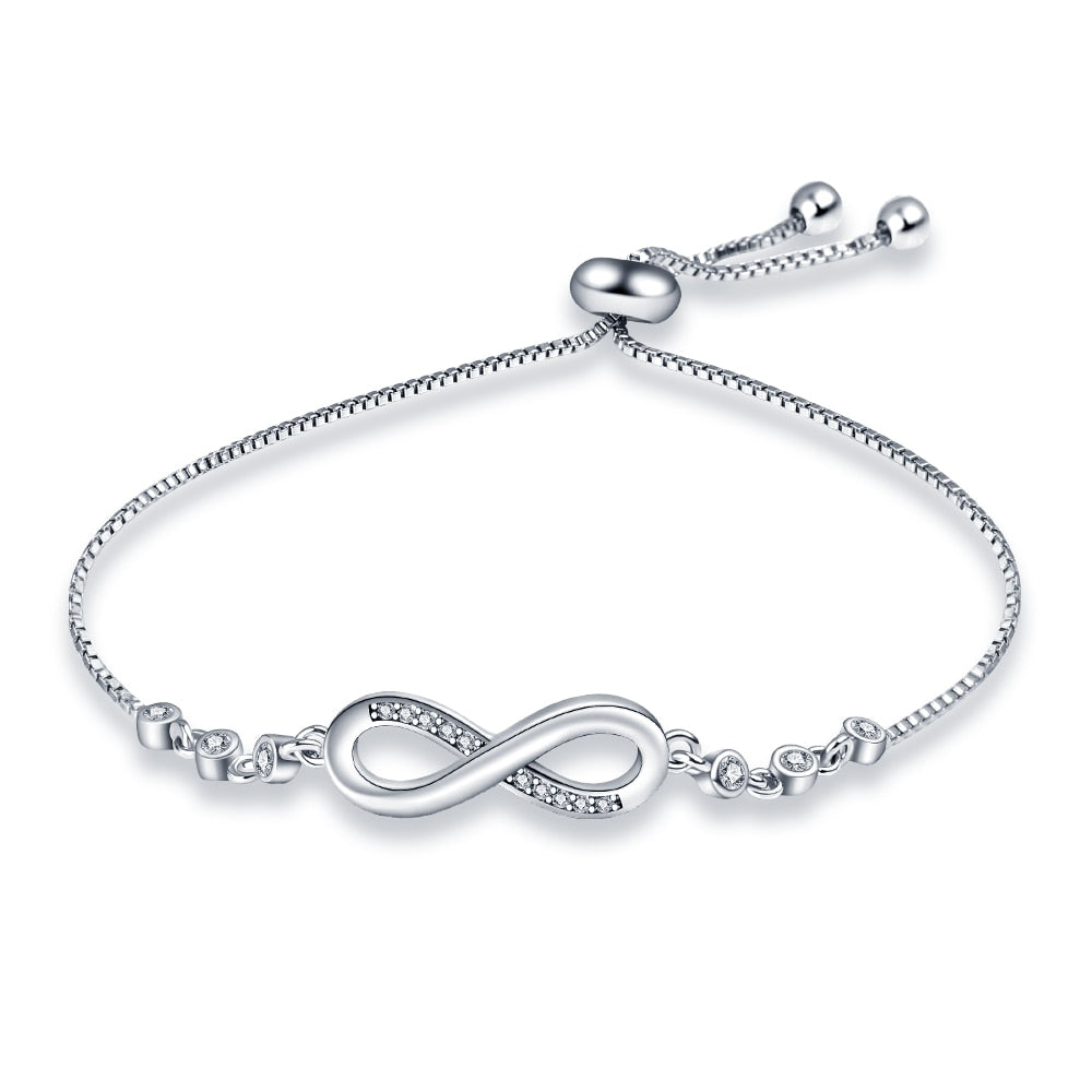 PANDACH Authentic 925 Sterling Silver Infinity Adjustable Bracelet