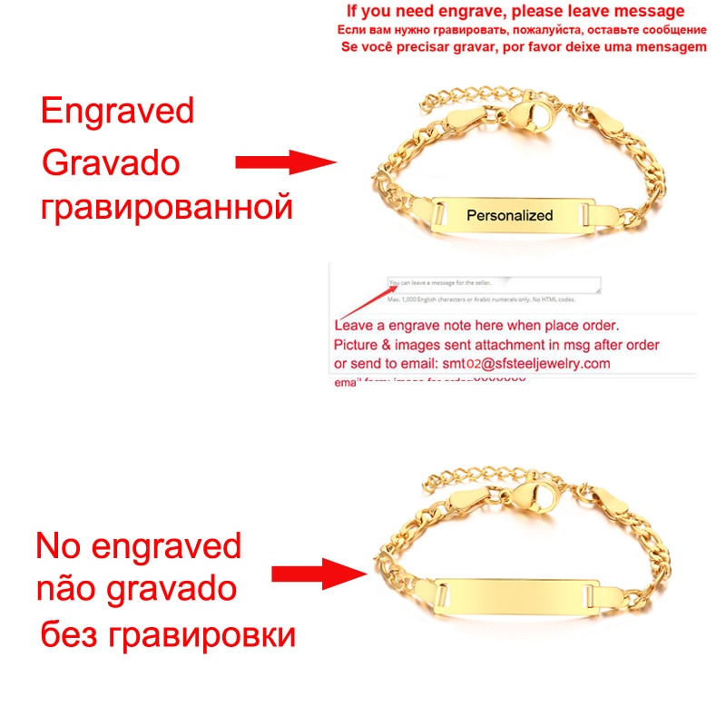 Personalize Baby Name Chain Smooth Bangle Link Gold Tone Bracelet