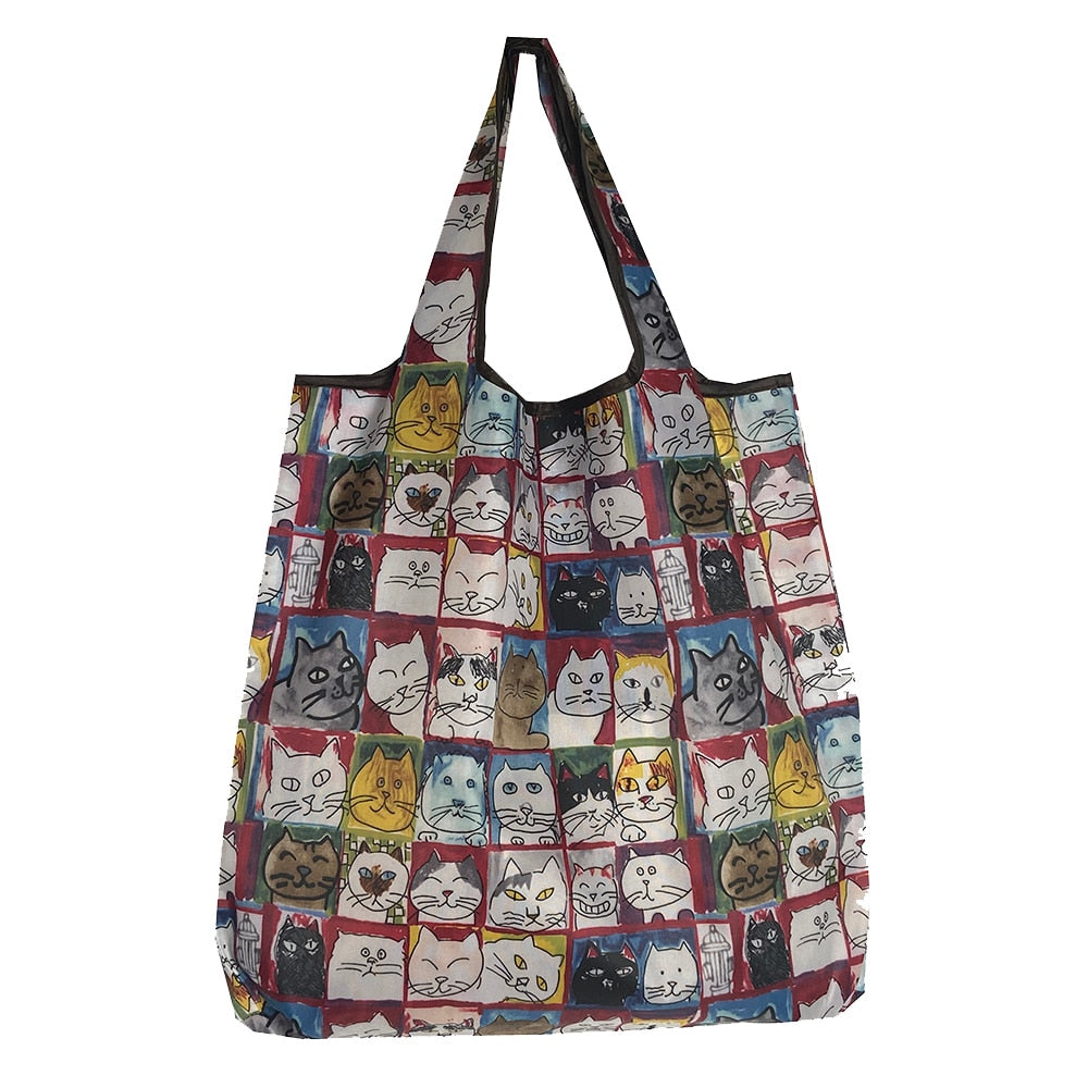 Reusable Foldable Tote 30lbs Cute Grocery Bag
