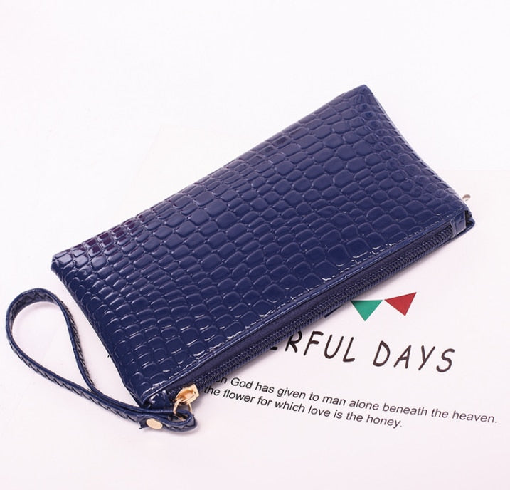 1PC Women PU Clutch Long Casual Wallet  Litchi Grain Coin Purse Female Bag Wrist Bags Zipper Phone Pocket Credit Card Holder