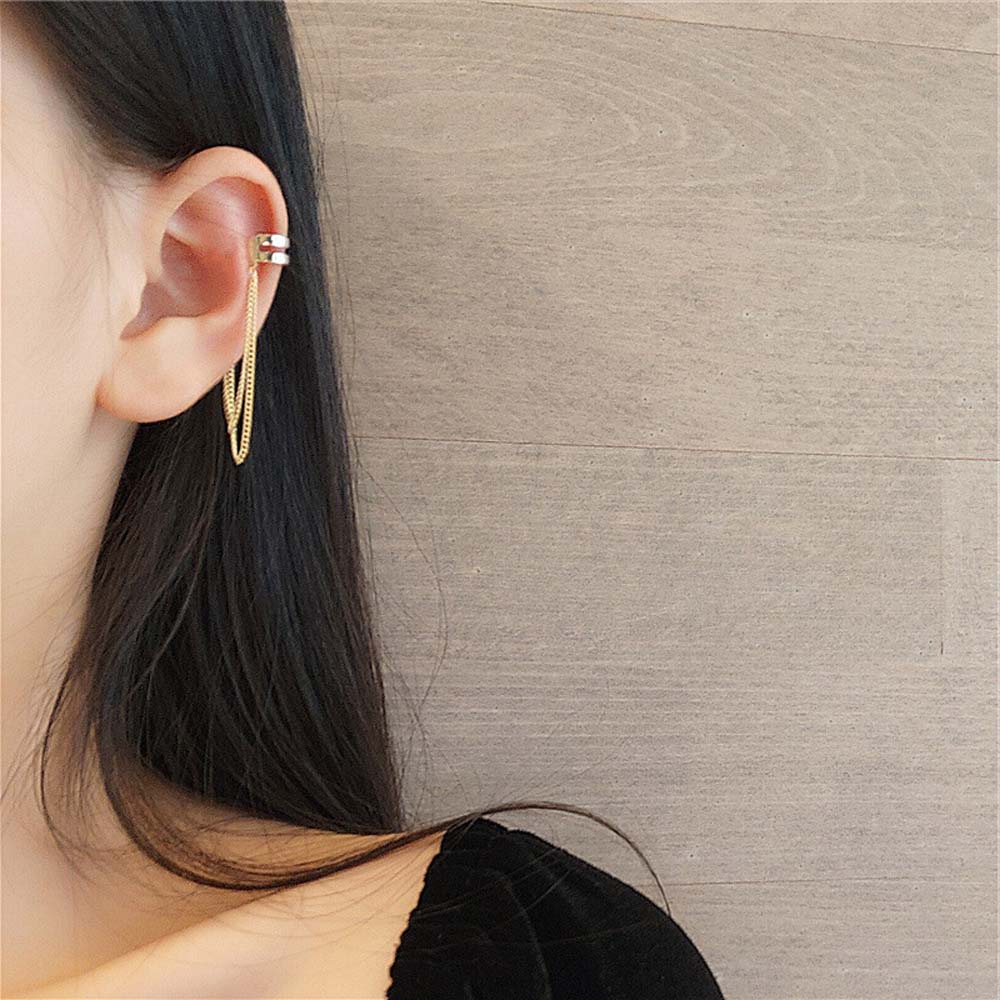 JWER New Long Tassel Ear Cuff Multilayer No Piercing