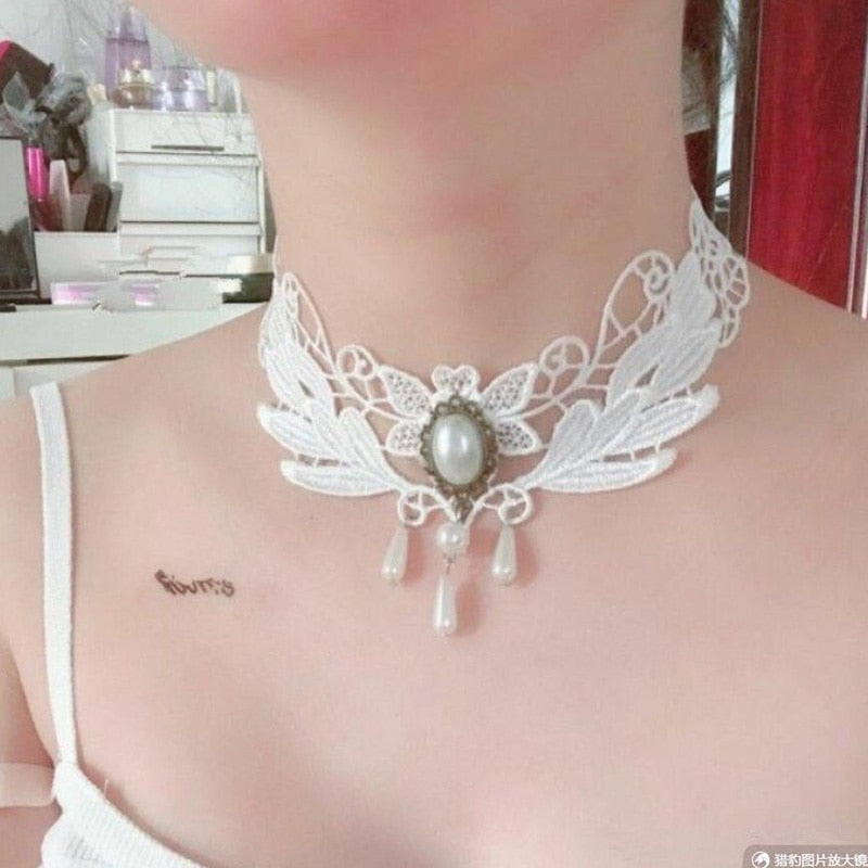 Gothic Classic White Collar Vintage Choker Necklace