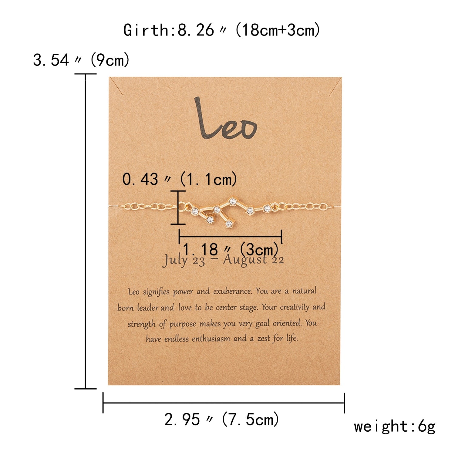 Cardboard Star Zodiac Sign 12 Constellation Bracelet