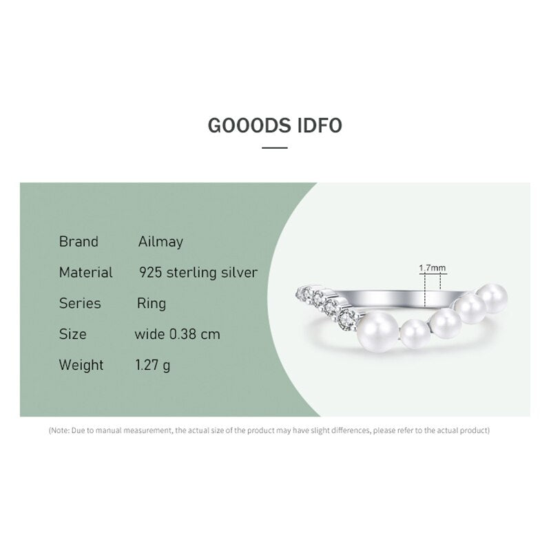 Ailmay 925 Sterling Silver Fine Elegant Water Drop Shell Pearl Ring