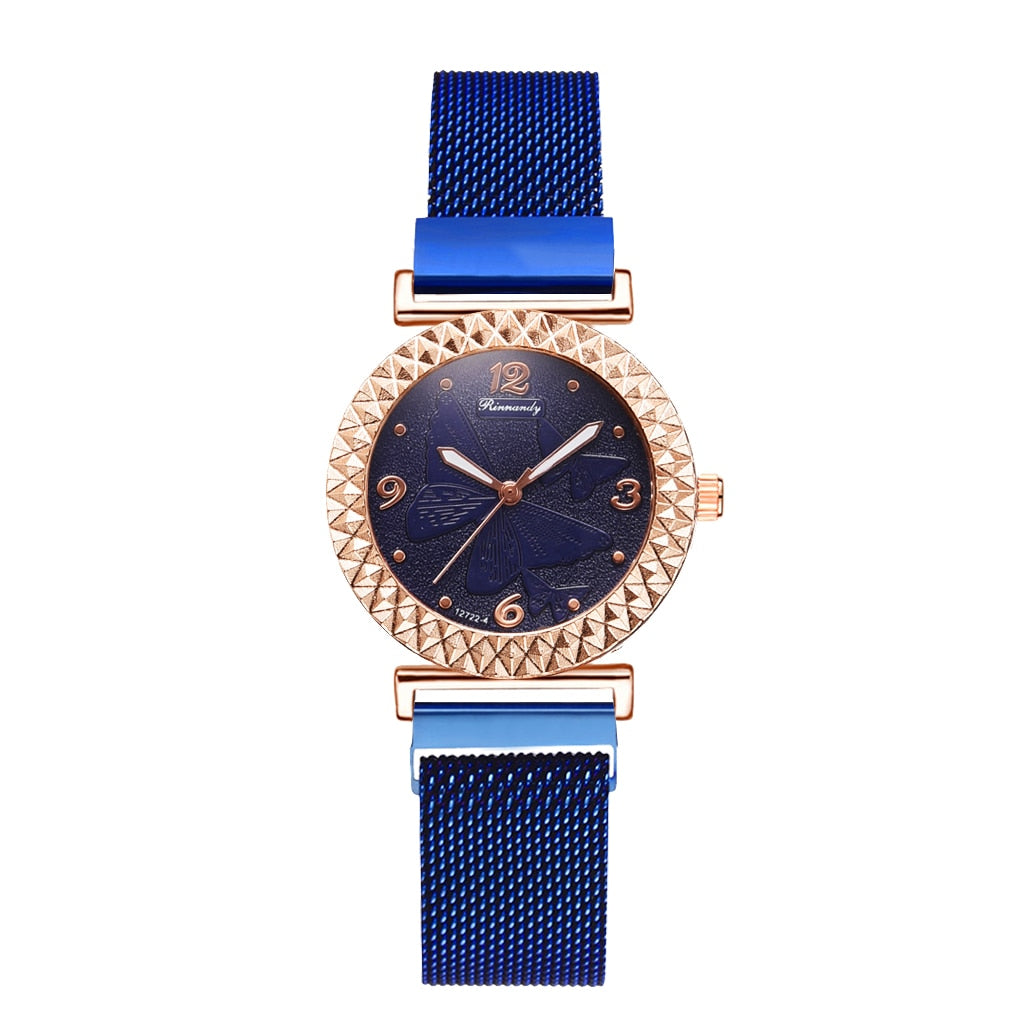 5PCS Women Set Luxury Rose Gold Dress Quartz Watch Bracelet