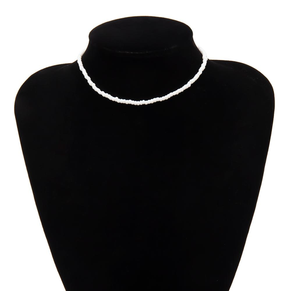 SHIXIN Separable 2 Layered White/Black Beads Necklaces