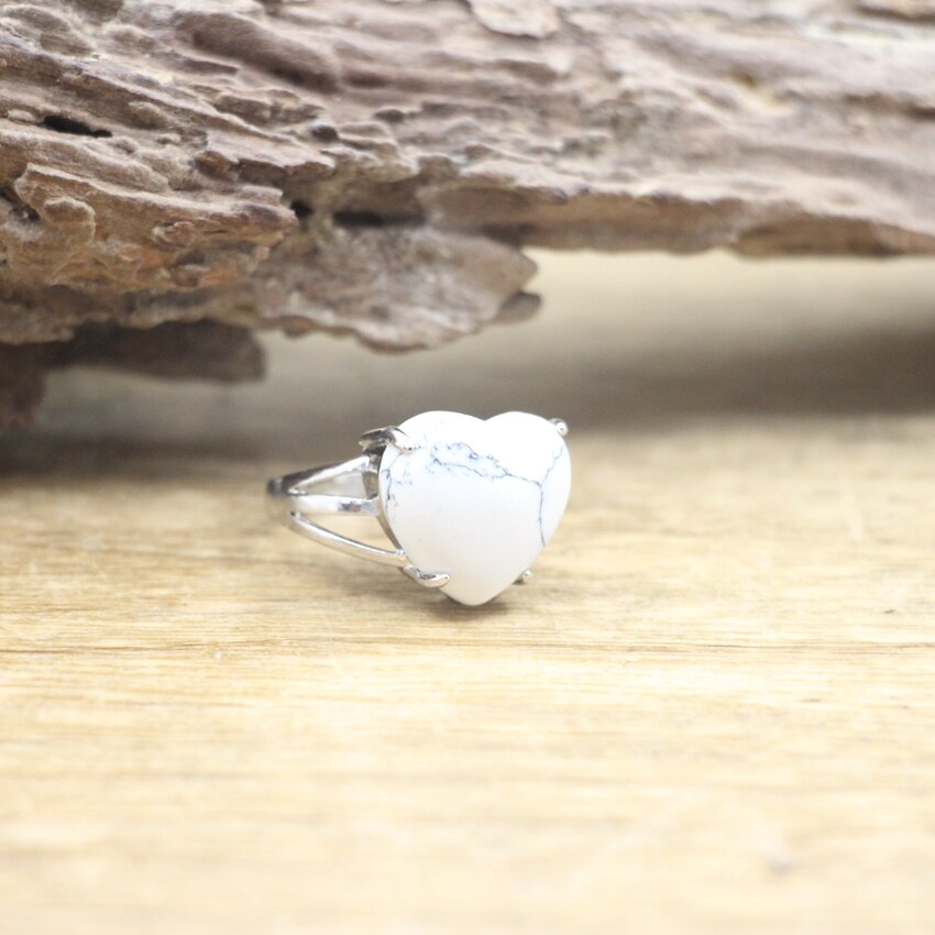 Heart Gems Stone Quartz Adjustable Ring
