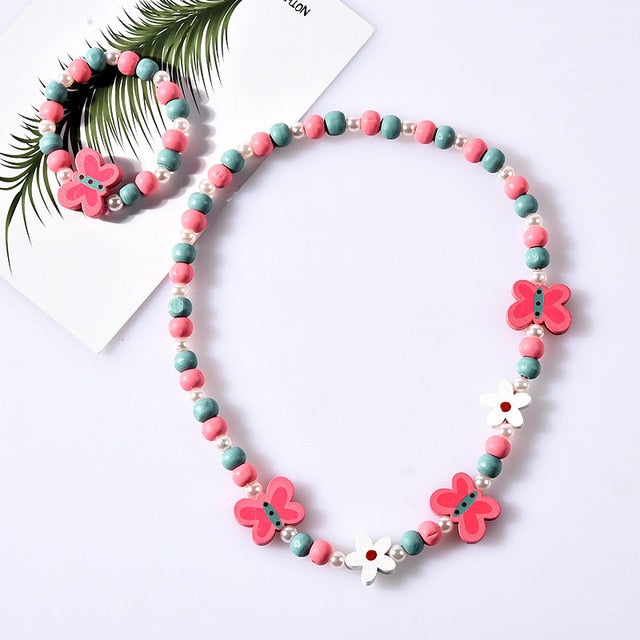 2pcs/Set Fashion Natural Wood Beads Necklace Bracelet