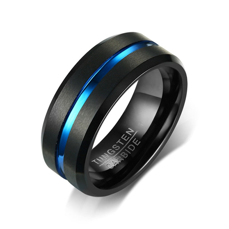 FDLK  Fashion 8MM Men's Stainless Steel Beveled Edge Ring