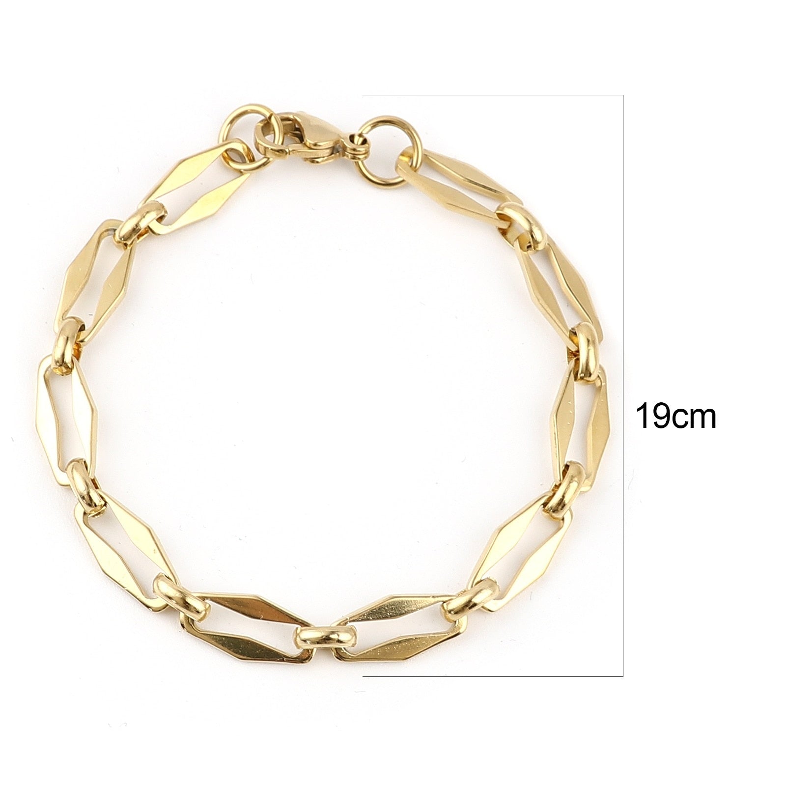 1PC 4mm Stainless Steel Link Cable Chain Oval Bracelet