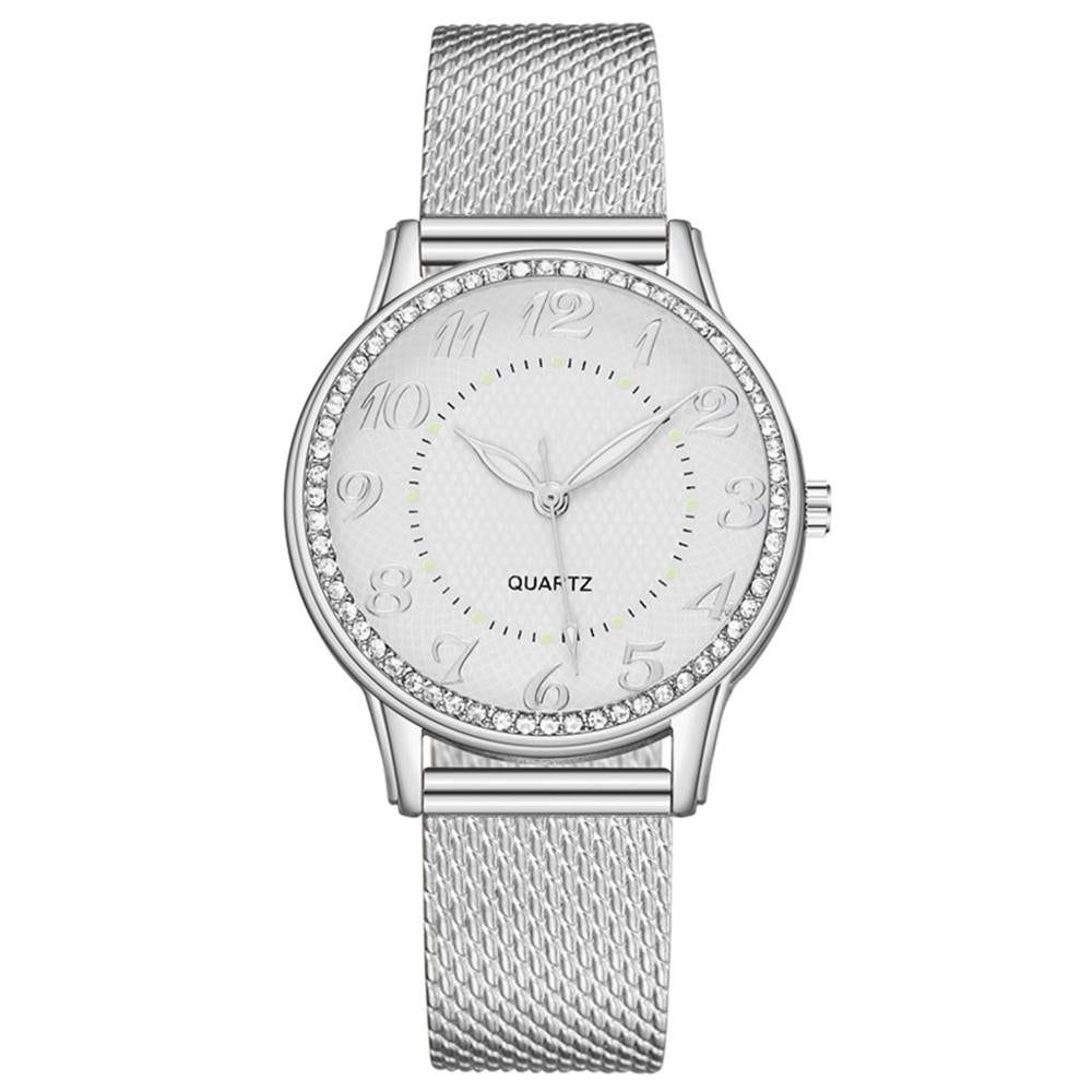 Fashion Women Silver Heart Dial Silicone Mesh Belt Wristwatch