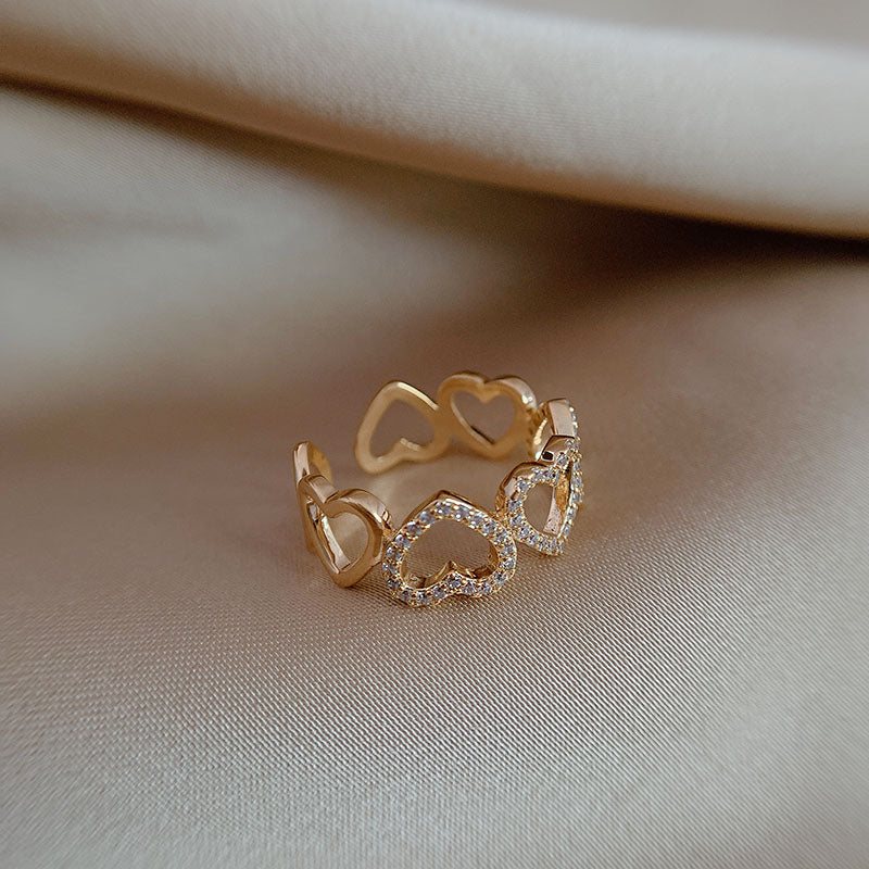 High Quality Pearl Zircon Gold Color Adjustable Rings